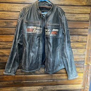 Harley-Davidson Distressed Black Leather Jacket